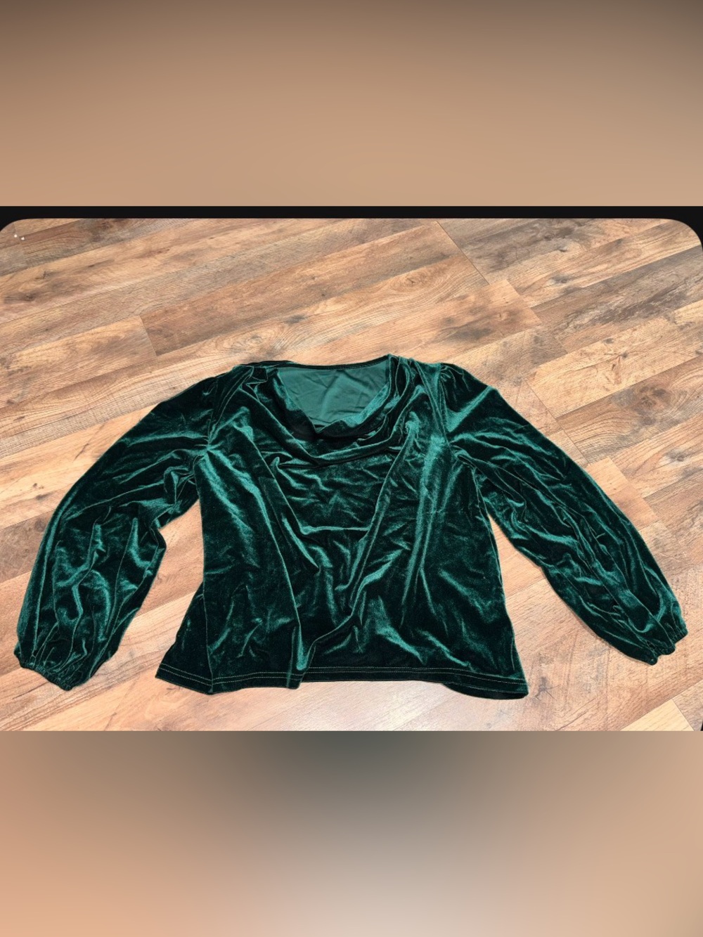SHEIN Emerald Green Velvet Long Sleeve Top